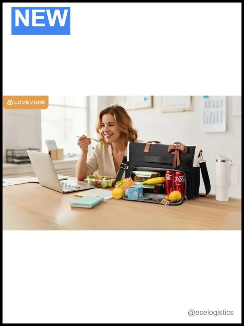 Insulated Tote Bag for Women with Laptop Compartment, Lunch Bag, 15.6